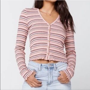 Pink stripped long sleeve top/Size small